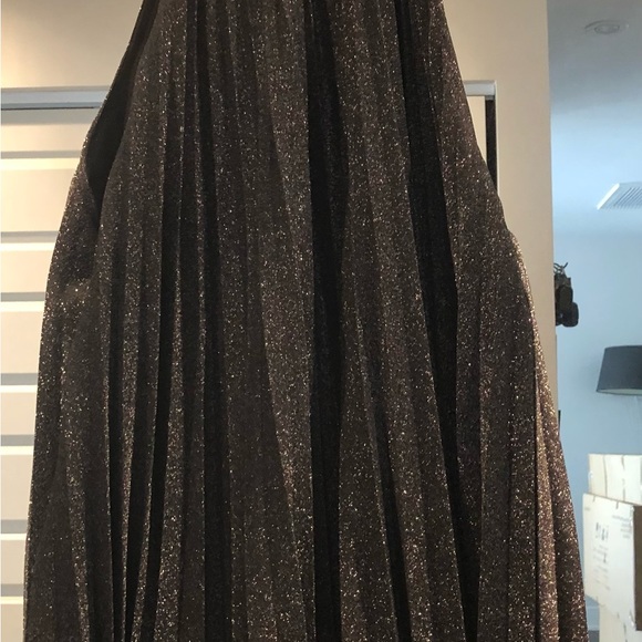 ZARA BLACK SILVER METALLIC PLEATED MINI DRESS Size M - Picture 4 of 6